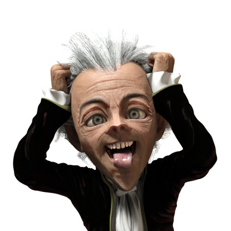 3D-illustration of a cute and funny cartoon earl vampire with a very angular face