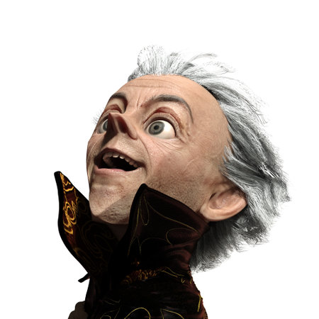 3D-illustration of a cute and funny cartoon earl vampire with a very angular faceの写真素材