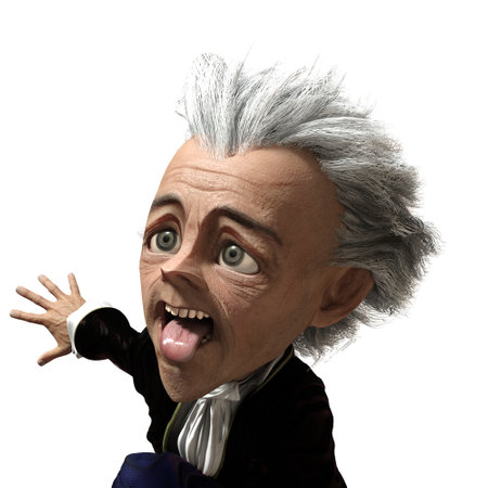 3D-illustration of a cute and funny cartoon earl vampire with a very angular faceの写真素材