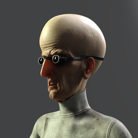 3D-illustration of a cute and funny cartoon scientist who is going madの写真素材