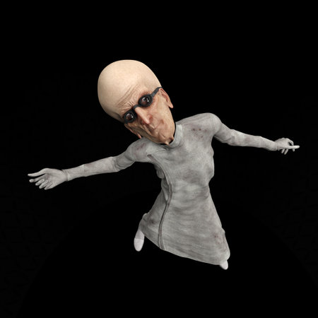 3D-illustration of a cute and funny cartoon scientist who is going madの写真素材