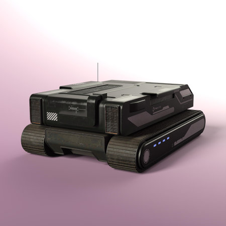 3D-illustration of a futuristic scifi truck for desert or snowの写真素材
