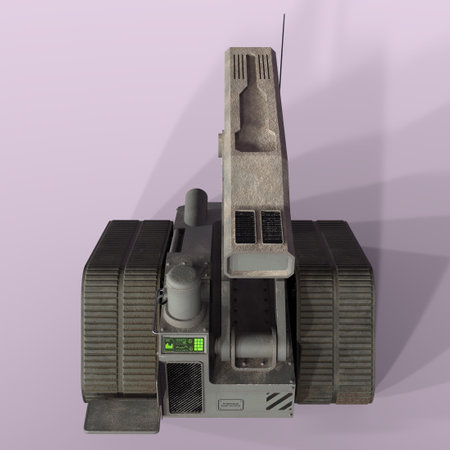 3D-illustration of a futuristic missile launcher on a scifi truckの写真素材