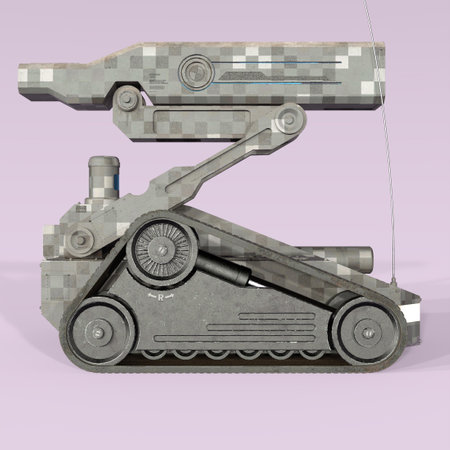 3D-illustration of a futuristic missile launcher on a scifi truckの写真素材