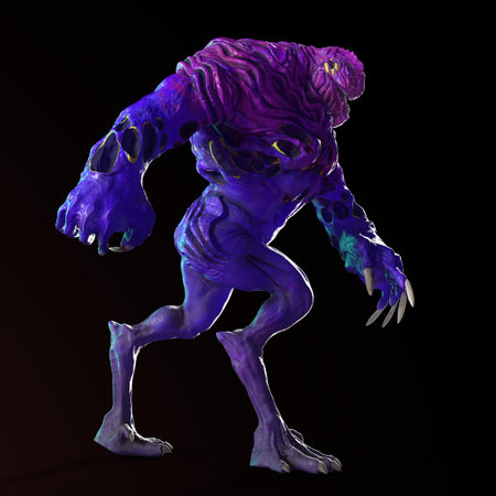 3D-illustration of an isolated dangerous alien very strong with razor-sharp fingernailsの写真素材