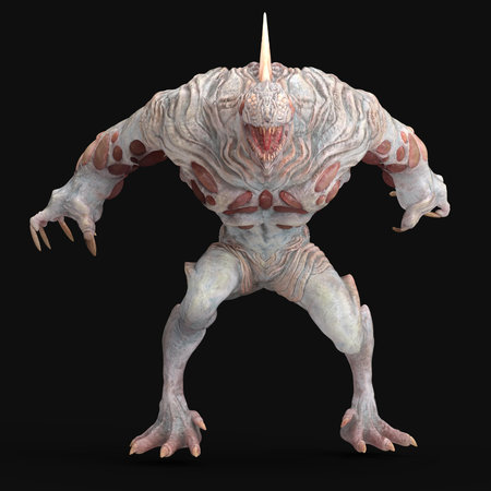 3D-illustration of an isolated dangerous alien very strong with razor-sharp fingernailsの写真素材