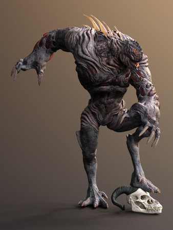 3D-illustration of an isolated dangerous alien very strong with razor-sharp fingernailsの写真素材