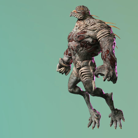 3D-illustration of an isolated dangerous alien very strong with razor-sharp fingernailsの写真素材