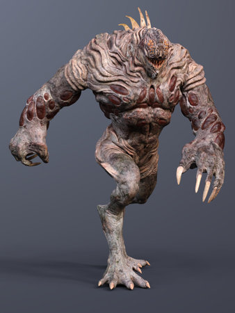 3D-illustration of an isolated dangerous alien very strong with razor-sharp fingernailsの写真素材