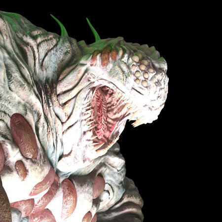 3D-illustration of an isolated dangerous alien very strong with razor-sharp fingernailsの写真素材