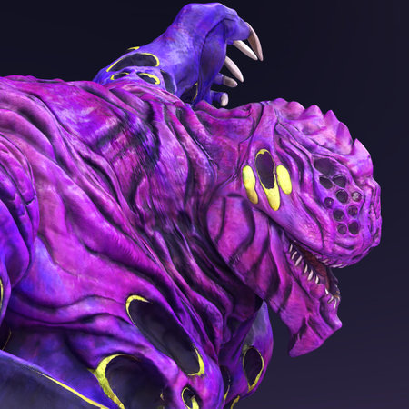 3D-illustration of an isolated dangerous alien very strong with razor-sharp fingernailsの写真素材
