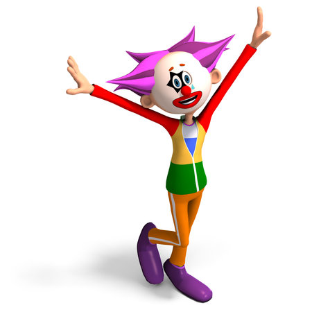 3D-illustration of a cute and funny cartoon clown is so happyの写真素材