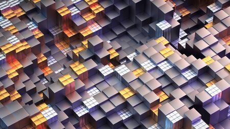 Golden and silver structure metal, great design for any purposes. Abstract geometric background. 3d illustration isometric design. Geometric style. Structure pattern technology backdrop.の写真素材