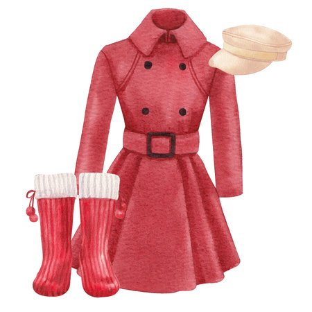 Winter clothes essential watercolor vector illustrationの写真素材