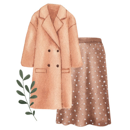Winter clothes essential watercolor vector illustrationの写真素材