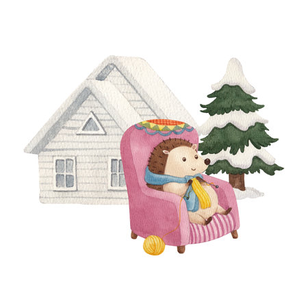 winter watercolor decoration vector illustrationの写真素材