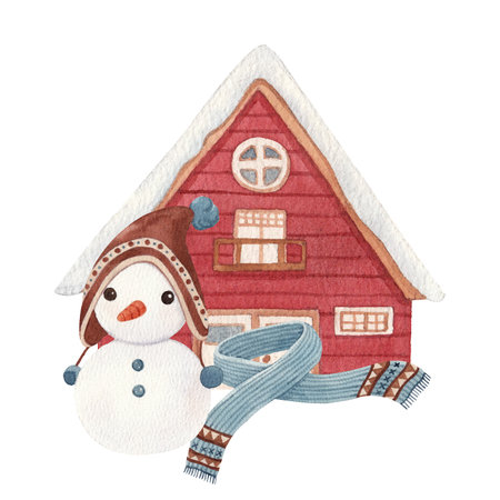 winter watercolor decoration vector illustrationの写真素材