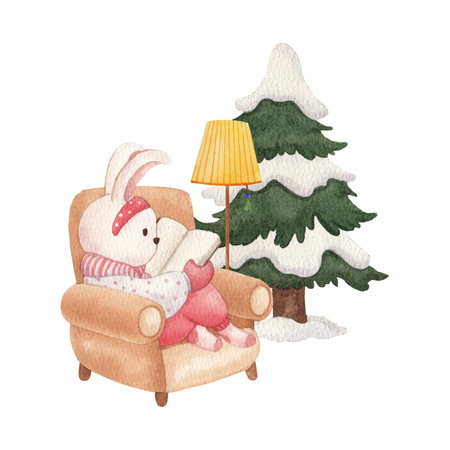 winter watercolor decoration vector illustrationの写真素材