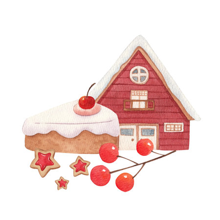 winter watercolor decoration vector illustrationの写真素材