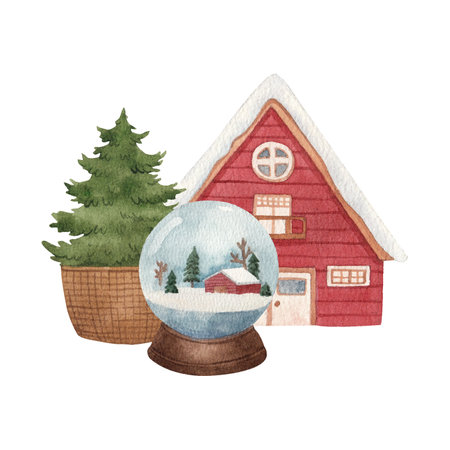 winter watercolor decoration vector illustrationの写真素材