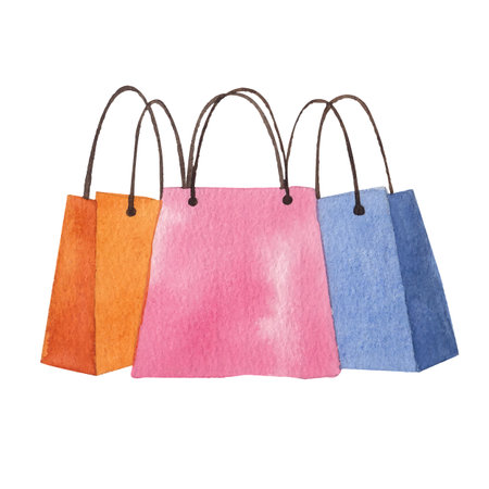 Shopping winter gift watercolor vector illustrationの写真素材