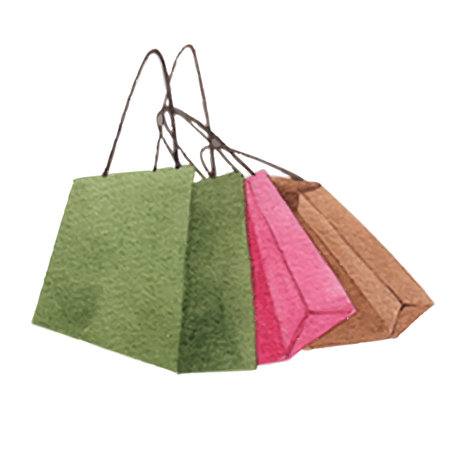 Shopping winter gift watercolor vector illustrationの写真素材