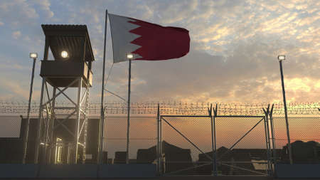 National flag of above military base at sunset 3dの写真素材