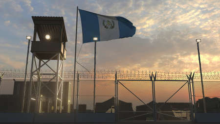 Flag of Guatemala at military base 3dの写真素材