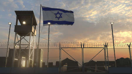 Flag of Israel at military base 3dの写真素材