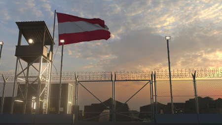 Military base with waving flag of Austria 3dの写真素材