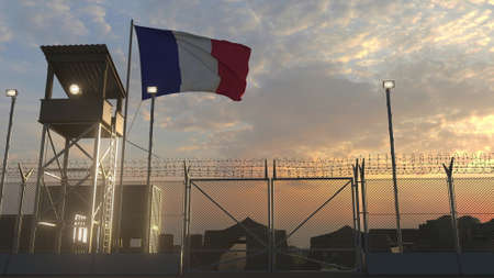 Flag of France at military baseの写真素材