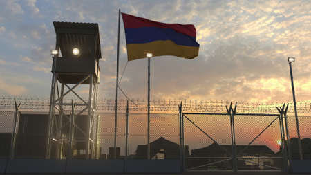 Flag of Armenia at military baseの写真素材