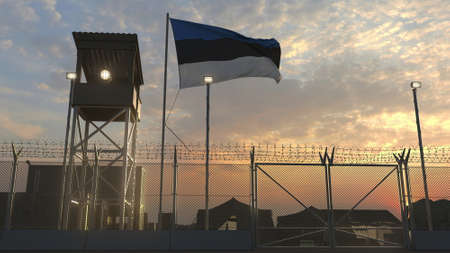 Flag of Estonia at military baseの写真素材