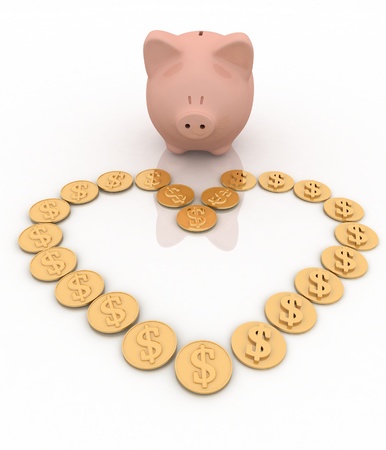 heart from chinks and   piggy bankの写真素材