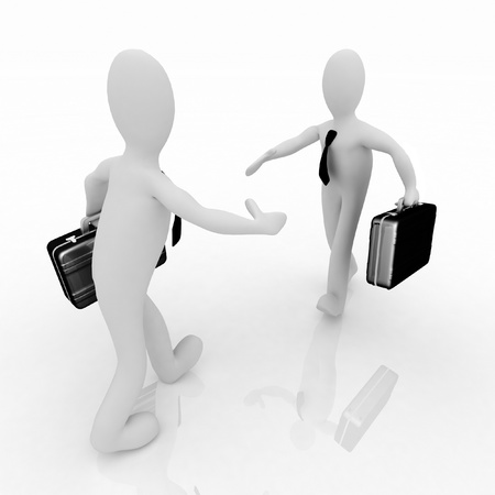 3d businessmen make a dealの写真素材