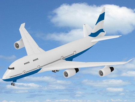 airplane on blue skyの写真素材