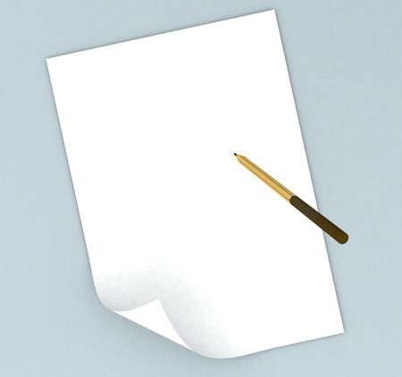 Blank paper with pencilの写真素材