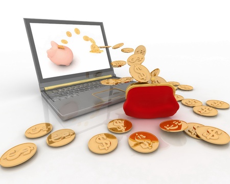 money fly into your laptopの写真素材