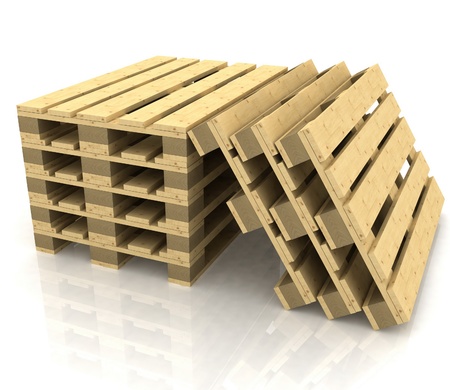 wooden pallets on the white backgroundの写真素材
