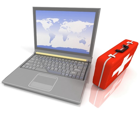 laptops diagnostic. 3d illustrationの写真素材