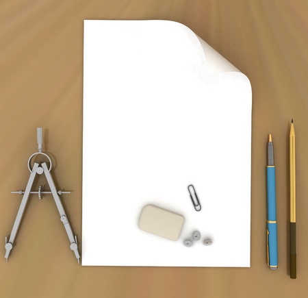Band, pencil and compassesの写真素材