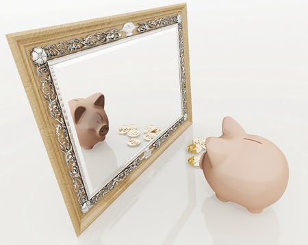 Piggy at the mirror