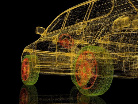 3d model of machine on a black backgroundの写真素材