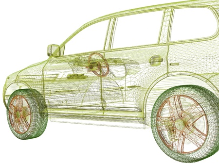  3d picture of model car on a white backgroundの写真素材