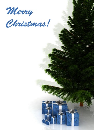 Christmas Tree and Gifts on a white backgroundの写真素材