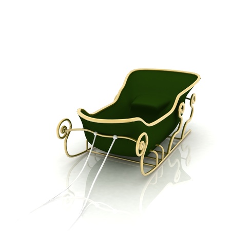 Christmas Santa sledge on a white backgroundの写真素材