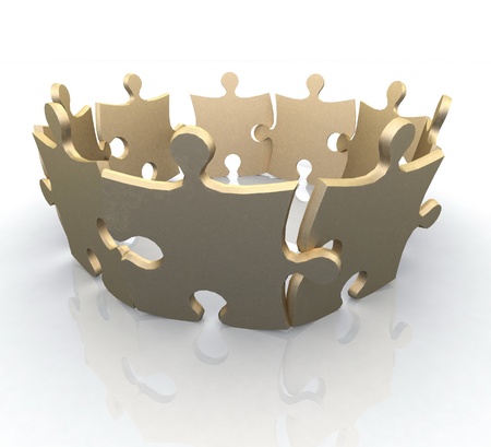 3d gold puzzle. Conception of simple decision.の写真素材