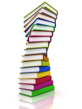 Stacks of books isolated on white backgroundの写真素材