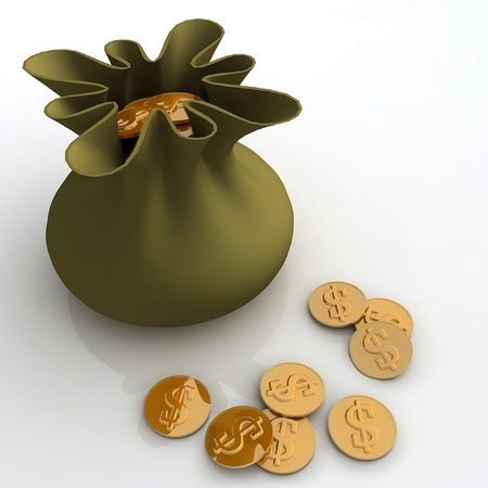 bag with dollars moneyの写真素材