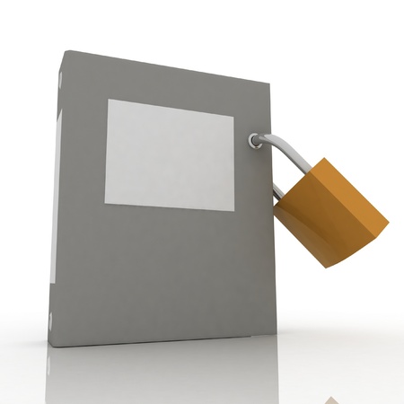 3D illustration of the image of a folder with the lock on a white backgroundの写真素材